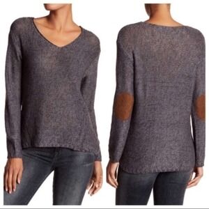 RDI cozy sweater V neck Patch elbow sleeves